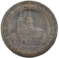 Balaton, Tihanyi Apátság dísztál, öntött bronz, kopásokkal, d: 29 cm