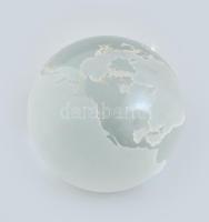 Földgömbös üveg papírnehezék, m: 9,5 cm