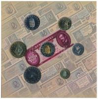 2002. 1Ft-100Ft (7xklf) + 100Ft "Kossuth" forgalmi sor szettben T:BU patina, ragasztó elen...