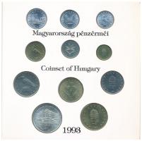 1993. 10f-200Ft (10 xklf) "Magyarország pénzérméi" forgalmi sor dísztokban,+ 1993. 200Ft A...