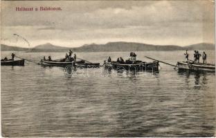 1907 Balaton, halászat. Divald Károly 1060. (EK)