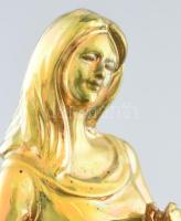 Aszalós porcelán nő virággal, eozin jellegű mázzal, mázhibákkal, jelzett, m: 21,5 cm