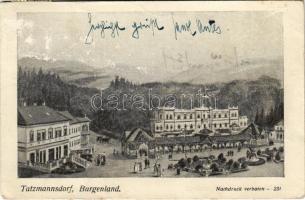 1924 Tarcsa, Tarcsafürdő, Bad Tatzmannsdorf; Gyógytér és Batthyány szálloda / spa, hotel (felületi sérülés / surface damage)