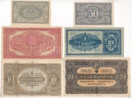 1920. 20f + 50f + 1K + 2K + 10K + 20K T:III közte szép papír