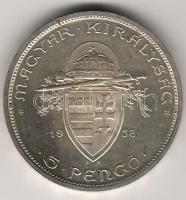 1938 5P "Szt.István" ezüst T:1/2!