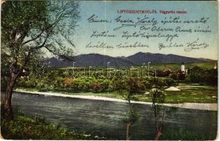 1916 Liptószentmiklós, Liptovsky Mikulás; Vág részlet / Váh riverside (kopott sarkak / worn corners)
