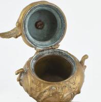 B.H.S. jelzéssel: Puttós, madaras tintatartó, öntött bronz, szép állapotban, m: 18 cm