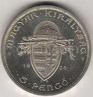 1938 5P "Szt.István" ezüst T:1/2!
