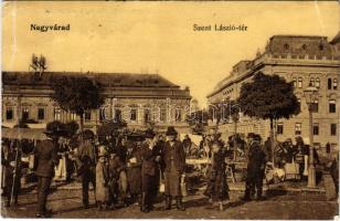 Nagyvárad, Oradea; Szent László tér, piac, vásár, Csordás üzlete (W.L. ? 2.) / market, shop (fa)