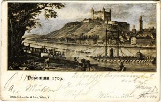 Pozsony, Pressburg, Bratislava; Posonium 1709. Schneider & Lux 4004. (EM)
