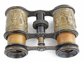 Antik figurális színházi távcső, kopásokkal, h: 10 cm