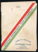 1939 Királyi Magyar Automobil Club - gépjármű nemzetközi igazolványa Steyr Puch autóhoz