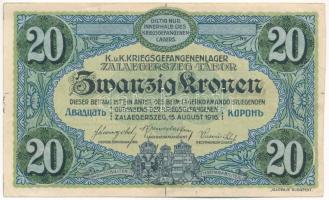 Zalaegerszeg / Hadifogolytábor 1916. augusztus 15. 20K sorozat- és sorszám nélkül, illesztővonalakka...