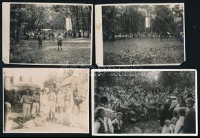 cca 1930-1940 Cserkészcsoportok, életképek Jamboree-ról, 7 db fotó, némelyik sérüléssel, 8,5×11 és 8,5×13,5 cm közötti méretekben