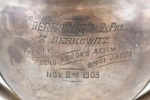 1909 Ezüst (Ag) serleg, díj jelzett sterling ezüst 31 cm 377 g