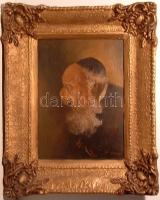 cca 1900 dekoratív judaika témájú olajfestmény azonosítatlan jelzéssel keretben 40x30 cm