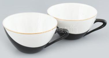 Hollóházi porcelán mokkás készlet. Hat személyes Kézzel festett, jelzett, kis kopással