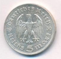 Német Harmadik Birodalom 1936F 5M Ag "Hindenburg" T:1- felületi karc
German Third Reich 1...