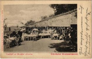 1903 Kolozsvár, Cluj; Vendéglő az Erzsébet sétaúton, Dunky fivérek reklámja és saját kiadása. Hátoldalon ismertető / restaurant, photographers advertisement
