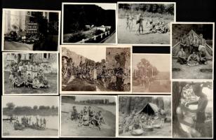 cca 1930-1940 Életképek cserkésztáborozásokból, 11 db fotó, 8×11 és 10×14,5 cm közötti méretekben