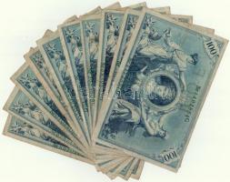 Német Birodalom 1908. 100M zöld pecsét (10x) T:III,III- folt German Empire 1908. 100 Mark green seal...