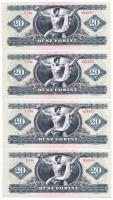 1980. 20Ft (4x) sorszámkövetők "C 346 054055 - C 346 054058" T:II Adamo F17