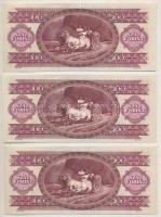 1989. 100Ft (3x) sorszámkövetők "B 245 003161 - B 245 0031613" T:II Adamo F36