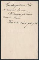 1913 Bp., Kohl Medárd (1859-1928) bencés szerzetes, katolikus pap autográf sorai és aláírása litho s...