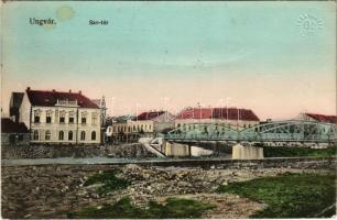 1914 Ungvár, Uzshorod, Uzhorod; Sas tér, híd / square, bridge (Rb)
