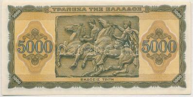 Görögország 1942. 5000D T:I- hullámos papír Greece 1942. 5000 Drachmai C:AU wavy paper Krause 122