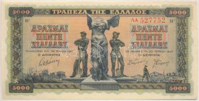 Görögország 1942. 5000D T:I- Greece 1942. 5000 Drachmai C:AU Krause 119.a