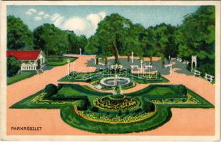 1917 Magyarkanizsa, Ókanizsa, Ó-Kanizsa, Stara Kanjiza; Csodakút ártézi fürdő, park / spa park. litho (EK)