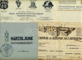 cca 1910-1945 45 db vegyes okmány és nyomtatvány (kb fele okmánybélyeggel)