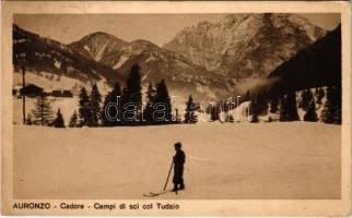 1932 Auronzo di Cadore, Campi di sci col Tudaio / ski camp, skier, winter sport (EK)