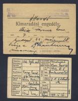 1942 Állandó kimaradási engedély és azonosító lap munkaszolgálatos részére