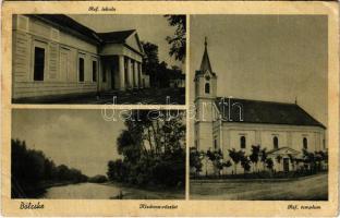1948 Bölcske, Református templom és iskola, Kis-Duna részlet (EB)