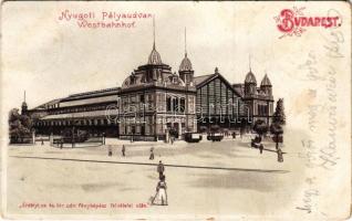 1903 Budapest VI. Nyugati pályaudvar, vasútállomás, villamos. Erdélyi cs. és kir. udvari fényképész felvételei után (kopott sarkak / worn corners)