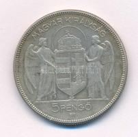 1930. 5P Ag "Horthy jobbra" T:2- patina Adamo P8