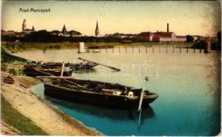 1912 Arad, Maros part, csónakok / Mures riverside, boats (szakadás / tear)