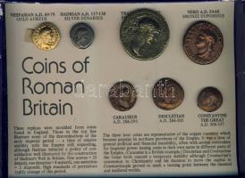 A Római Birodalom pénzei Britanniában 7db klf érme utánveretei, ismertetővel