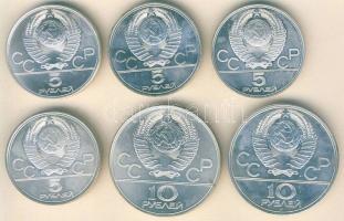 Szovjetunió 1977. 5R Ag 4klf db + 10R Ag 2klf db "Olimpia" szettben, eredeti díszdobozban T:1