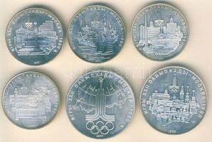 Szovjetunió 1977. 5R Ag 4klf db + 10R Ag 2klf db "Olimpia" szettben, eredeti díszdobozban ...