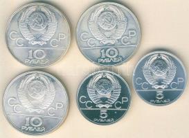 Szovjetunió 1978-79. 5R Ag 2klf db + 10R Ag 3klf db "Olimpia" szettben, eredeti díszdobozban T:1