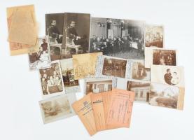 cca 1895-1945 Katonai fénykép és levelezőlap gyűjtemény, egy családból: tábori posta, fotólapok, keményhátú kabinetfotók, stb. (közte civil családi képek is), össz. 21 db