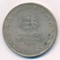 1948. 20Ft Ag "Táncsics" T:2- patina Adamo EM3