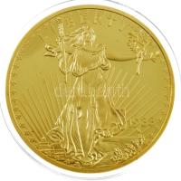 Amerikai Egyesült Államok DN aranyozott Cu emlékérem az 1933-as 20D alapján, COPY jelzéssel (70mm) T:PP USA ND gold plated Cu commemorative medallion based on the 1933. 20 Dollars with COPY mark (70mm) C:PP