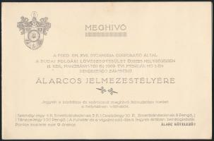 1929 Meghívó a Foed. Em. XVII. Sycambria Corporatió által a Budai Polgári Lövészegyesület helyiségeiben rendezett álarcos jelmezestélyre, a védnökök és rendezők névsorával