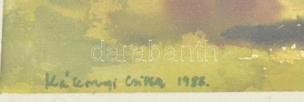 Kákonyi Csilla (1940-): Erdélyi táj. Akvarell, papír. Jelzett. Üvegezett fakeretben. 22x47 cm