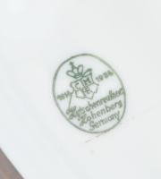 Hutschenreuter ezüstözött porcelán gyertyatartó. Jelzett, sérült, kopott 17 cm