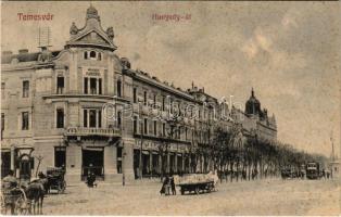 1914 Temesvár, Timisoara; Hunyady út, Délvidéki Kaszinó, villamos / street, casino, tram